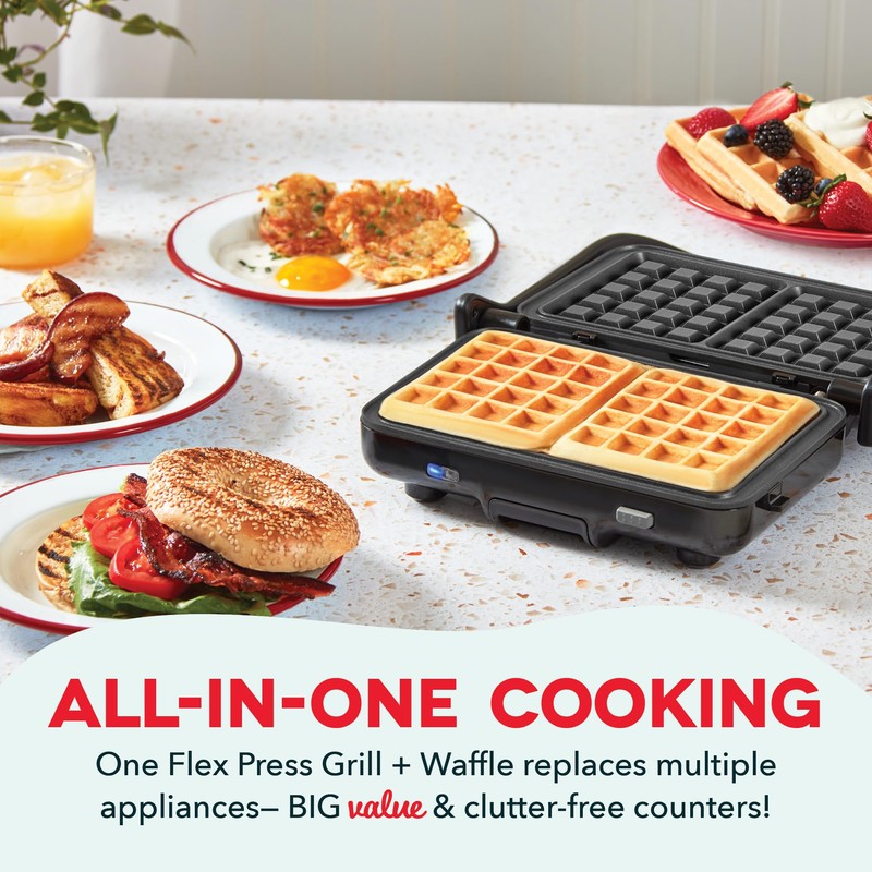 MultiMaker Flex Press Grill System, Grill + Waffle, Removable Plates