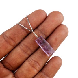 YASHEE Natural Ametrine Gemstone Pendant Necklace, Flat Bar Polished Stone, Energy Healing Chakra Crystals, Birthday Gift, Healing Crystal, Gift for Women, Silver Plated Jewelry 18 inch, AA+ Quality