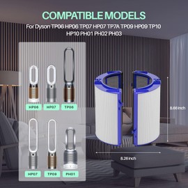 360 Combi Glass Hepa + Carbon Air Purifier Filter for Dyson TP10 TP07 HP07 HP09 HP10 TP09 TP06 HP06 TP7A PH01 PH02 PH03, Air Purifier Filter Replacements for Dyson, 1 Pack (Upgraded)