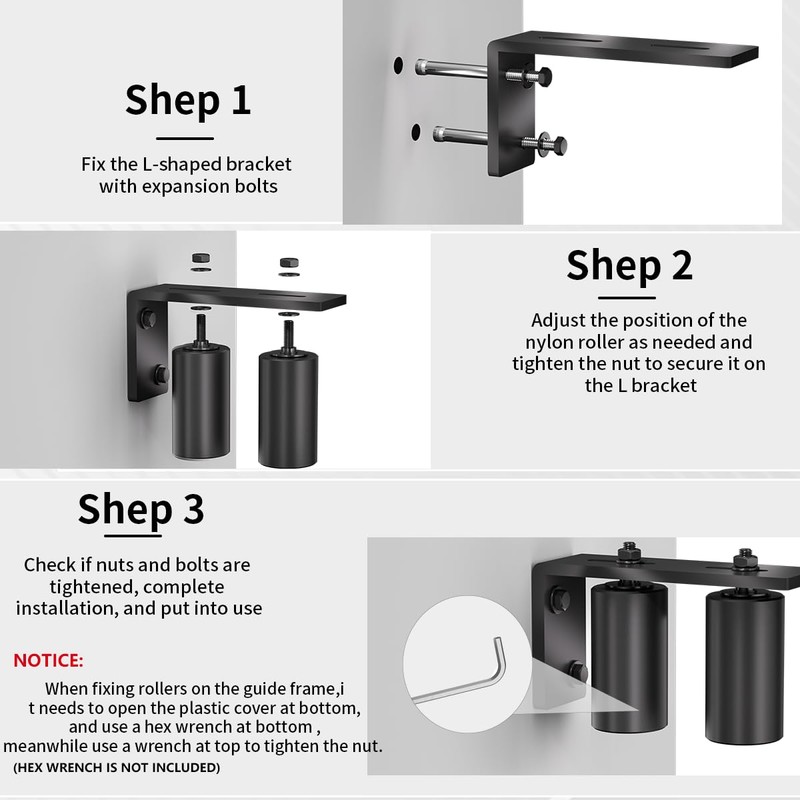 Sdstone Slide Gate Guide Roller 3" Black with L Rear