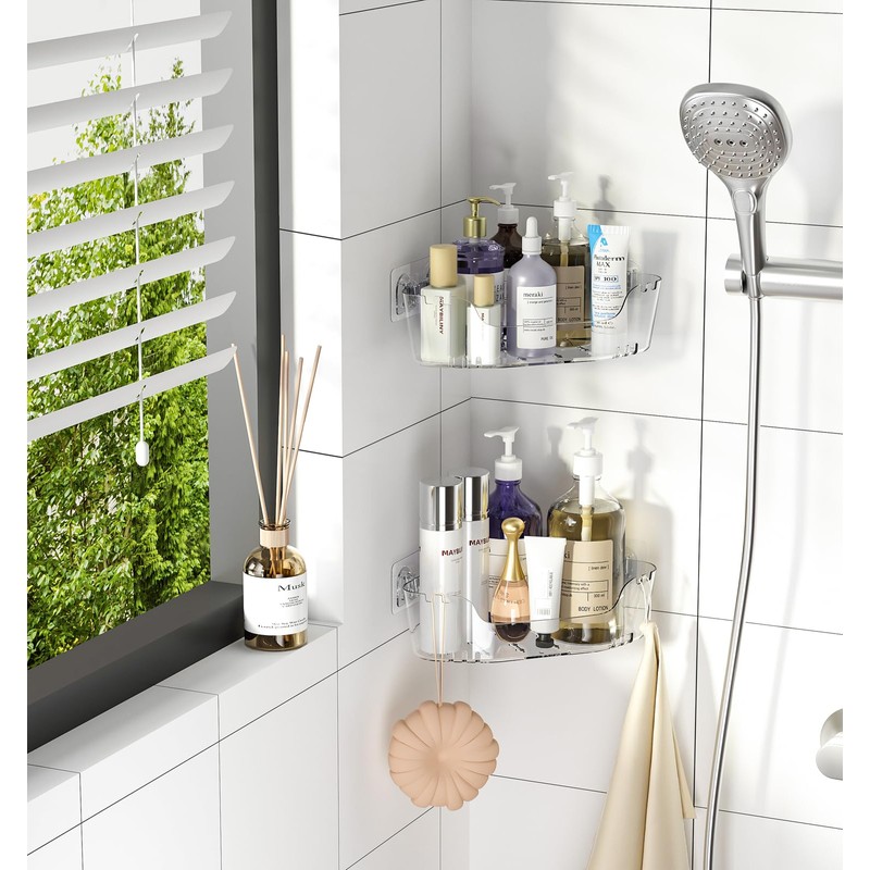 JNDETOP Corner Shower Caddy, 3-Pack Adhesive Shower Organizer with Soap