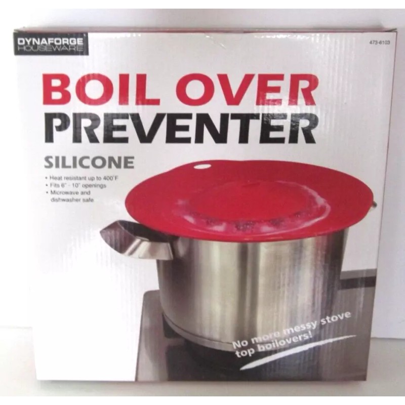 Dynaforge Houseware Boil Over Preventer Silicone Red Fits 6 -