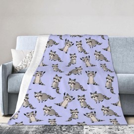 Carwayii Raccoon Blanket Throw Blanket Raccoon Gift for Women Men Soft Animal Flannel Blanket Plush Sofa Blanket Durable Travel Blanket Raccoon Birthday Gift Purple 80"X60"