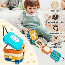 Yunking Baby Busy Board for 1 Year Old, Montessori Toys 1 Year Old Toddler Toys Travel Activities Busy Cube Gifts f Baby Boy Girl My First Montessori Busy Board