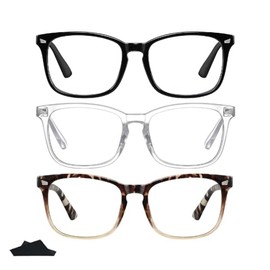 PLFOG Blue Light Glasses for Woman - UV Protection Computer Glasses Anti Eye Strain for Gaming/Office（BlackClearLeopardchaCloth）