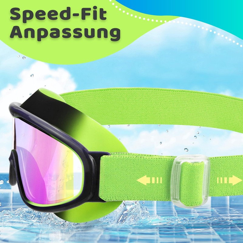 Vvinca Kinder-Schwimmbrille mit Comfort-Stoffband Weitwinkel Anti-Beschlag/UV Schutz Wasserdichte Schwimmbrille für