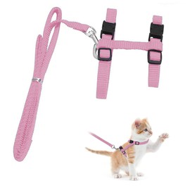 Cat Harness, Escape Proof, Cat Lead, Adjustable Cat Harness 20-35 cm, Cat Harness for Walking, Nylon Cat Lead, Comfortable, for Small Cats, Rabbits and Dogs (Pink)
