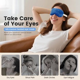 Microwave Heated Eye Mask, Steam Warm Compress for Dry Eyes, Work with Relieve, Blepharitis & Stye Treatment (Blue)