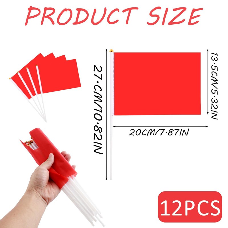Red Mini Flag 12 Pack - Hand Held Miniature Flags