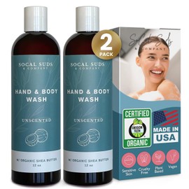 SoCal Suds & Company 12oz Organic Shea Butter Hand & Body Wash- Fragrance Free- 2 Pack