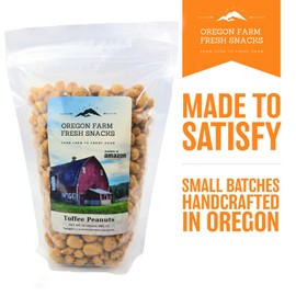 Oregon Farm Fresh Snacks Toffee Peanuts - Sun-Baked Sweet Covered in Toffee - Locally Made Butter Snack - All Natural Ingredients - Resealable Bag Guarantees Freshness (24oz)