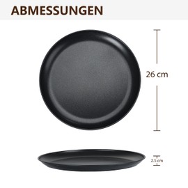 Herogo Pizza Tray, Diameter 26 cm, Round Stainless Steel Pizza Mould with Non-Stick Coating, Black Baking Tray, Oven Tray for Baking, Healthy and Durable, Even Heat and Easy to Clean