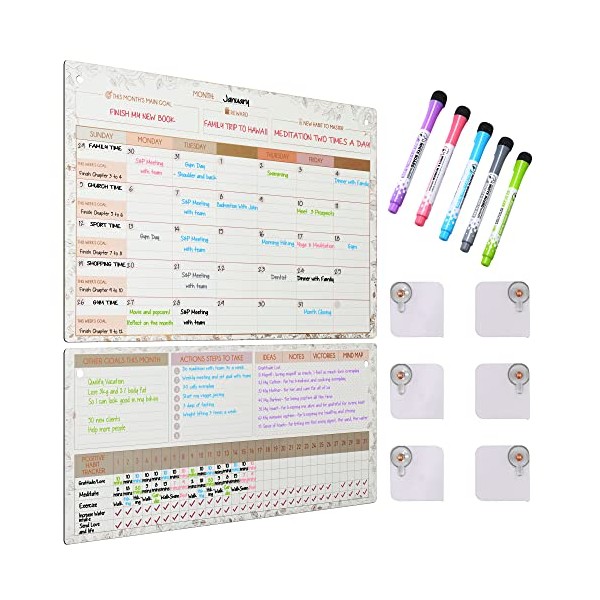 Self Care Magnetic Dry Erase Calendar for Refrigerator or for