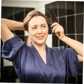 Mikinona 3Pcs Detangling Bristle Hair Brush Natural Wood Handle Round Styling Brush for All Hair Types Ergonomic Design for Men Women for Wet Dry Use