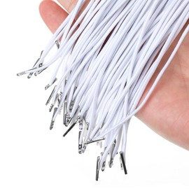 50PCS Elastic Barbed Cord - Stretch Loop Fasteners with Metal Barbs | Multi-Purpose Craft String for Mask Making & Book Binding (White)