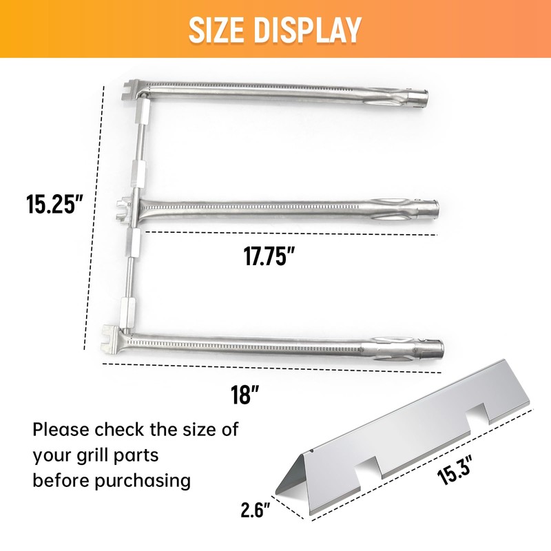 RuiTEERS 7636 Flavorizer Bars and 69787 Grill Burner for Weber