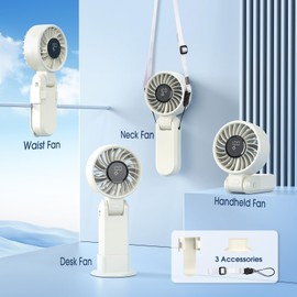 【5200mAh】Portable Handheld Turbo Fans for Travel, High-Speed Motor, Rechargeable Hand Held Fan, 5 Speed,180°Foldable, Small Personal Fan,4-IN-1 Hand/Desk/Waist/Neck Fans,Summer Beach Travel Essentials