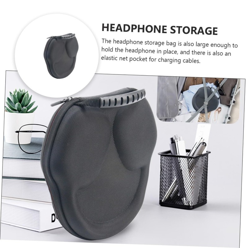 LABRIMP 1pc Headphone Storage Case with Mesh Pocket for Shockproof
