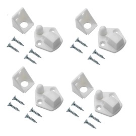 TERF® Peglock Style Cupboard Cabinet Door Catch White Nylon Spring Latch including Fixing Screw for Cabinet Kitchen Bathroom Cupboards Wardrobes Drawer Door - Pack of 8