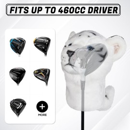 RVRAYS Animal Zoo Golf Driver Headcover Premium Plush Novelty Driver Headcovers Funny Golf Club Covers Protection Men's Golf Gear Driver Headcover for Men and Women White Tiger for Driver