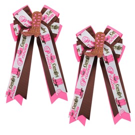 Ftuuo 2 Pcs Equestrian Hair Bow White Brown Handmade Horse Show Hair Ties Horse Pendant Equestrian Show Bowknot Hair Bow Accessories for Horseback Riding Competitions