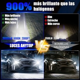 H11 H8 H9 LED Faros para Delantero, 360W 36000LM 900% Brillo Focos | Lucse 6500K Blanco, Kit de Conversión,Luz Alta y Baja, Luces Antiniebla, 2 Unidad