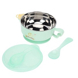 Feeding Bowl for, Food Bowl for, Insulated Stainless Steel Bowl, for Feeding Babies for Heat Preservation (Stainless Steel Bowl Green Elephant)