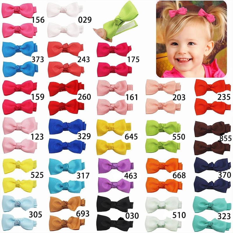 50 Pcs 2inch Mini Bow Hair Clips for Baby Grils