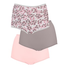 Bali Women's Skimp Skamp Brief Panty - 3 Pack, A633, TenderPinkSteelBudPrnt, 6