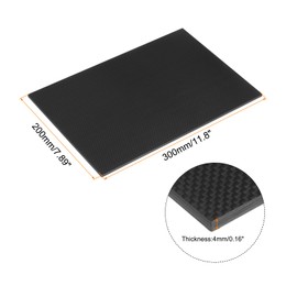 QUARKZMAN Carbon Fibre Sheet 300 x 200 x 4 mm Glossy Surface Pultruded Flat Carbon Fibre Board Panel Canvas Fabric Panel Sheet for Kites RC Aeroplane Pack of 1