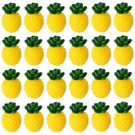 Chewarelly 24 Pcs Yellow Mini Pineapple Tiny Resin Pineapple Glow in The Dark Miniature Pineapple Artificial Pineapple for DIY Craft Project Garden Home Decoration