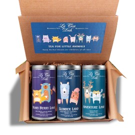 Little Animals Tea Gift Basket by La Tea Dah | Caffeine Free Tea for Kids | Children's Herbal Tea Sampler for Movie Night, Baby Shower, Kids Tea Set | Tea Party Supplies (36 Decaf Tea Sachets)