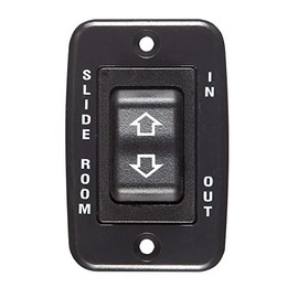 RV Designer S141, Slide In / Slide Out Contoured Switch, 20 Amp Continuous, 40 Amp Peak, Black, DC Electrical, 2.3 Inch