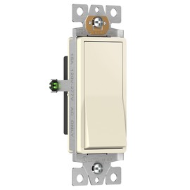 ENERLITES Decorator Paddle Rocker Light Switch, Gloss Finish, Single Pole, 3 Wire, Grounding Screw, Residential Grade,15A 120V/277V, UL Listed, 91150-LA-10PCS, Light Almond (10 Pack)
