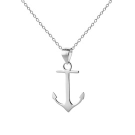 Serebra Jewelry Anchor Pendant with Necklace Chain Made of 925 Sterling Silver, Gold, Rose Gold, Women's Gift Bag, Sterling Silver, No Gemstone