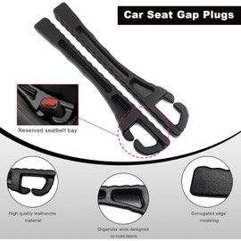 KVAEY - Organizador de 2 piezas para asiento de coche, bloqueo de grietas de piel sintética, tapón entre asiento y consola, organizador universal para coche, SUV, camión, para evitar que las llaves de