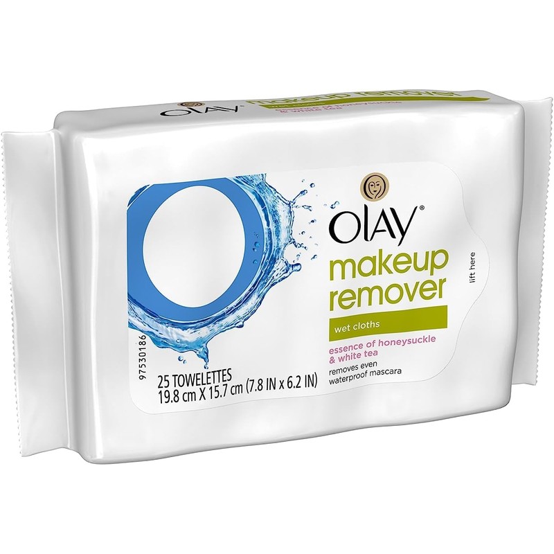 Olay Makeup Remover Wet Cloths, Honeysuckle and White Tea, 25
