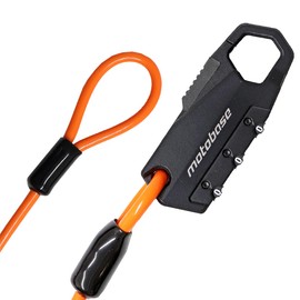MOTO BASE MBLC-HL-01-BKPSOR35 Theft Prevention Equipment MotoLock Compact Wire Lock (Helmet Lock) (φ0.18 x 13.8 inches (4.5 x 350 mm) Matte Black/Orange