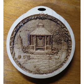 Unbranded Set of 6 Laser Engraved Gazebo Red Alder Round 3" Wooden Ornaments Coasters