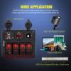 Nilight Led Rocker Switch 4 Gang w/ Usb Charger Voltmeter