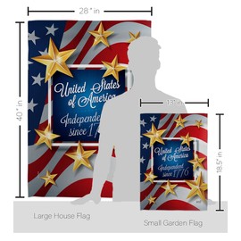 Angeleno Heritage Independence Since 1776 Garden House Kit Patriotic Fourth of July Day Fireworks BBQ United State American Flag-Decoration Banner Small Yard Gift Double-Sided, Made in USA