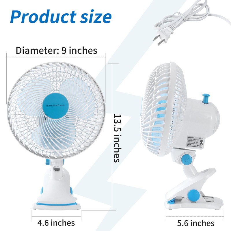 BananaDeer Oscillating Clip on Fan 9-Inch With Remote control, Portable