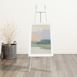 Metal Easel Stand with Chain Support for Mirror,Iron Floor Easels for Display Wedding Sign,58 Inch Adjustable Arts & Crafts Easels(White)