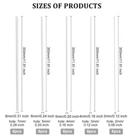 OLYCRAFT 30Pcs ABS Plastic Hollow Round Tubes 300mm Length Plastic Round Bar Rods 3mm 4mm 5mm 6mm 8mm Round Hollow Bar for DIY Handmade Sand Table Material Model Building