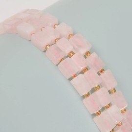 Unbranded Natural Rose Quartz Rectangle Cuboid Beads Size 8-10x10-15mm 15.5'' Strand