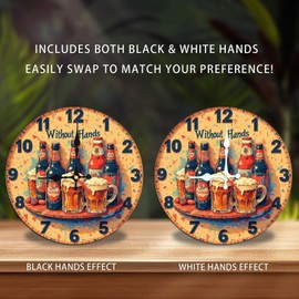 Lancholy Vintage Beer Bottle Clock Wall Decor Handless Clock 10-Inch Wooden Wall Clock, Silent Movement, Battery Operated (AA Batteries Not Included), Artistic Home Decor, Perfect for Home Accents