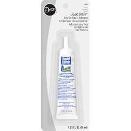 Dritz Liquid Stitch, 1.25 Fluid Ounce Iron-On Fabric Adhesive, White