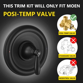 Pressure Balancing Tub and Shower Trim Kit, Compatible with Moen Posi-Temp Valve, Matte Black