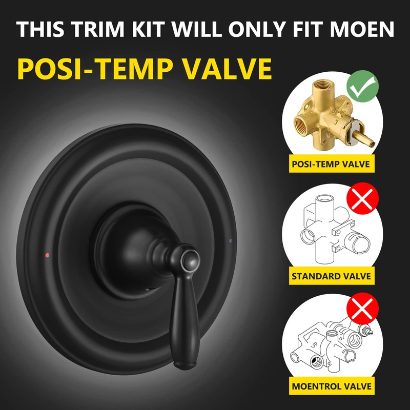 Pressure Balancing Tub and Shower Trim Kit, Compatible with Moen