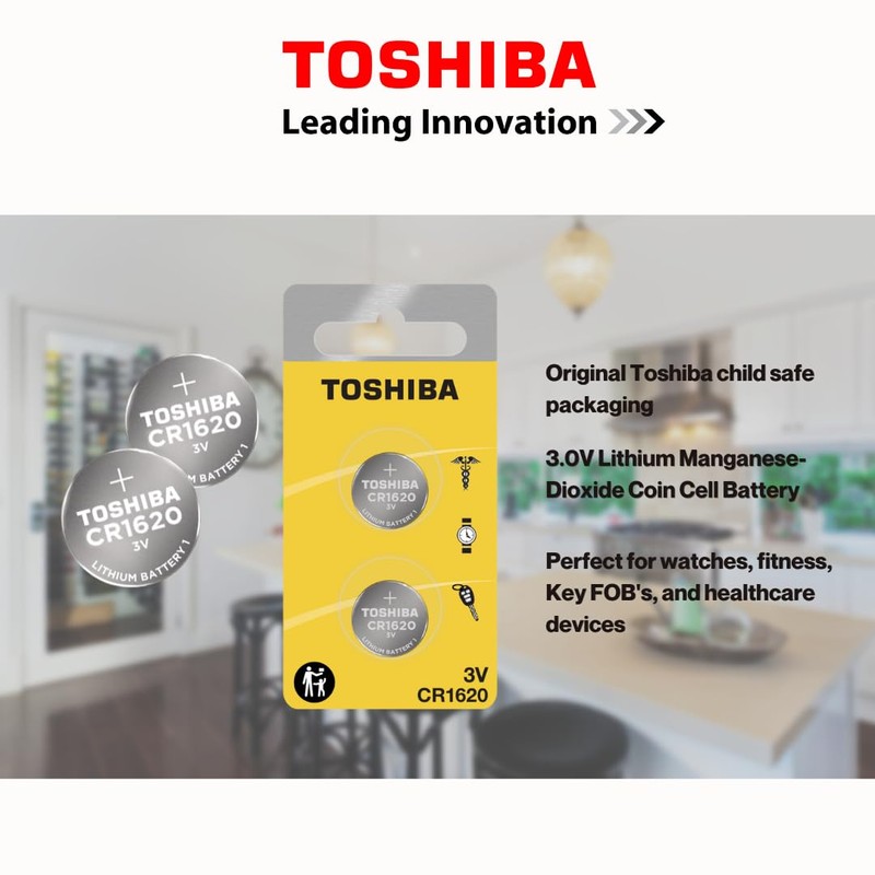 TOSHIBA CR1620 3V Lithium Coin Cell Child Resistant Blister Package